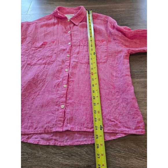 Rachel Zoe 100% Linen Pink Button-Up Shirt Size L, Breezy & Bold Vibes Vacay - Picture 5 of 7